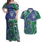 Warriors NAIDOC Week 2026 Personalised Couples Matching Off Shoulder Maxi Dress and Hawaiian Shirt 50 Years of Deadly Aboriginal Art