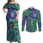 Warriors NAIDOC Week 2026 Personalised Couples Matching Off Shoulder Maxi Dress and Long Sleeve Button Shirt 50 Years of Deadly Aboriginal Art