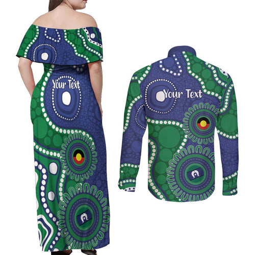 Warriors NAIDOC Week 2026 Personalised Couples Matching Off Shoulder Maxi Dress and Long Sleeve Button Shirt 50 Years of Deadly Aboriginal Art