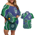Warriors NAIDOC Week 2026 Personalised Couples Matching Off Shoulder Short Dress and Hawaiian Shirt 50 Years of Deadly Aboriginal Art