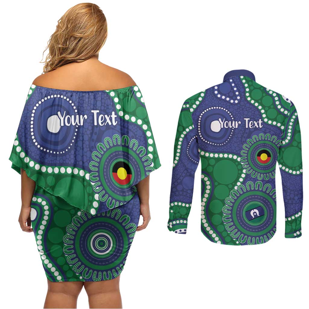 Warriors NAIDOC Week 2026 Personalised Couples Matching Off Shoulder Short Dress and Long Sleeve Button Shirt 50 Years of Deadly Aboriginal Art