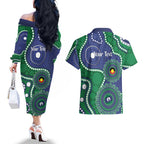 Warriors NAIDOC Week 2026 Personalised Couples Matching Off The Shoulder Long Sleeve Dress and Hawaiian Shirt 50 Years of Deadly Aboriginal Art