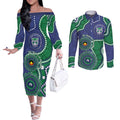 Warriors NAIDOC Week 2026 Personalised Couples Matching Off The Shoulder Long Sleeve Dress and Long Sleeve Button Shirt 50 Years of Deadly Aboriginal Art