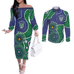 Warriors NAIDOC Week 2026 Personalised Couples Matching Off The Shoulder Long Sleeve Dress and Long Sleeve Button Shirt 50 Years of Deadly Aboriginal Art