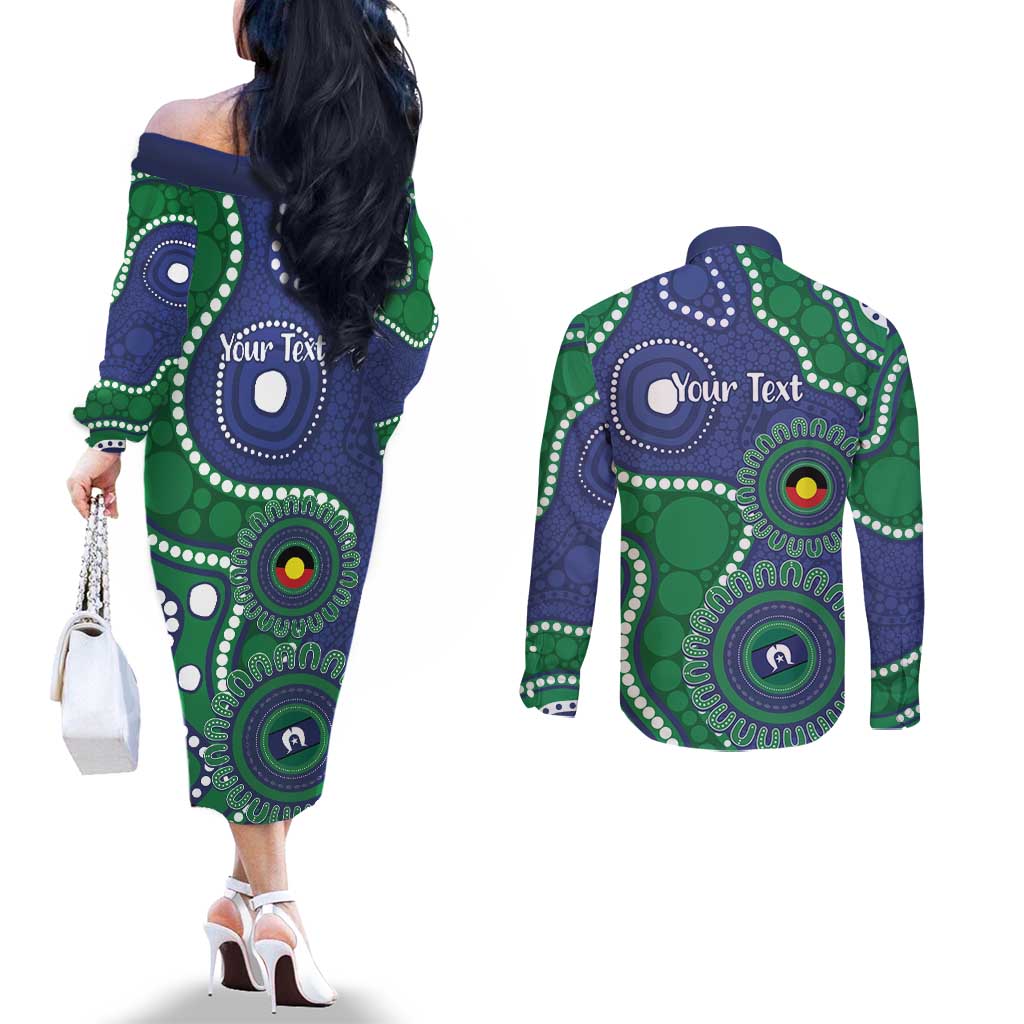 Warriors NAIDOC Week 2026 Personalised Couples Matching Off The Shoulder Long Sleeve Dress and Long Sleeve Button Shirt 50 Years of Deadly Aboriginal Art