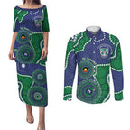 Warriors NAIDOC Week 2026 Personalised Couples Matching Puletasi and Long Sleeve Button Shirt 50 Years of Deadly Aboriginal Art