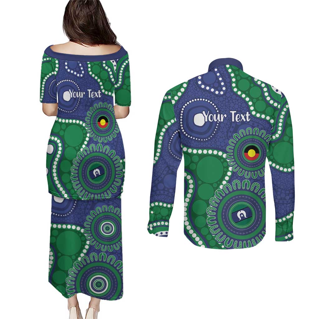 Warriors NAIDOC Week 2026 Personalised Couples Matching Puletasi and Long Sleeve Button Shirt 50 Years of Deadly Aboriginal Art