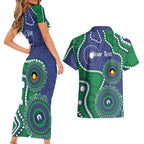 Warriors NAIDOC Week 2026 Personalised Couples Matching Short Sleeve Bodycon Dress and Hawaiian Shirt 50 Years of Deadly Aboriginal Art