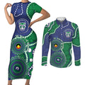 Warriors NAIDOC Week 2026 Personalised Couples Matching Short Sleeve Bodycon Dress and Long Sleeve Button Shirt 50 Years of Deadly Aboriginal Art