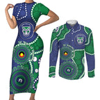 Warriors NAIDOC Week 2026 Personalised Couples Matching Short Sleeve Bodycon Dress and Long Sleeve Button Shirt 50 Years of Deadly Aboriginal Art