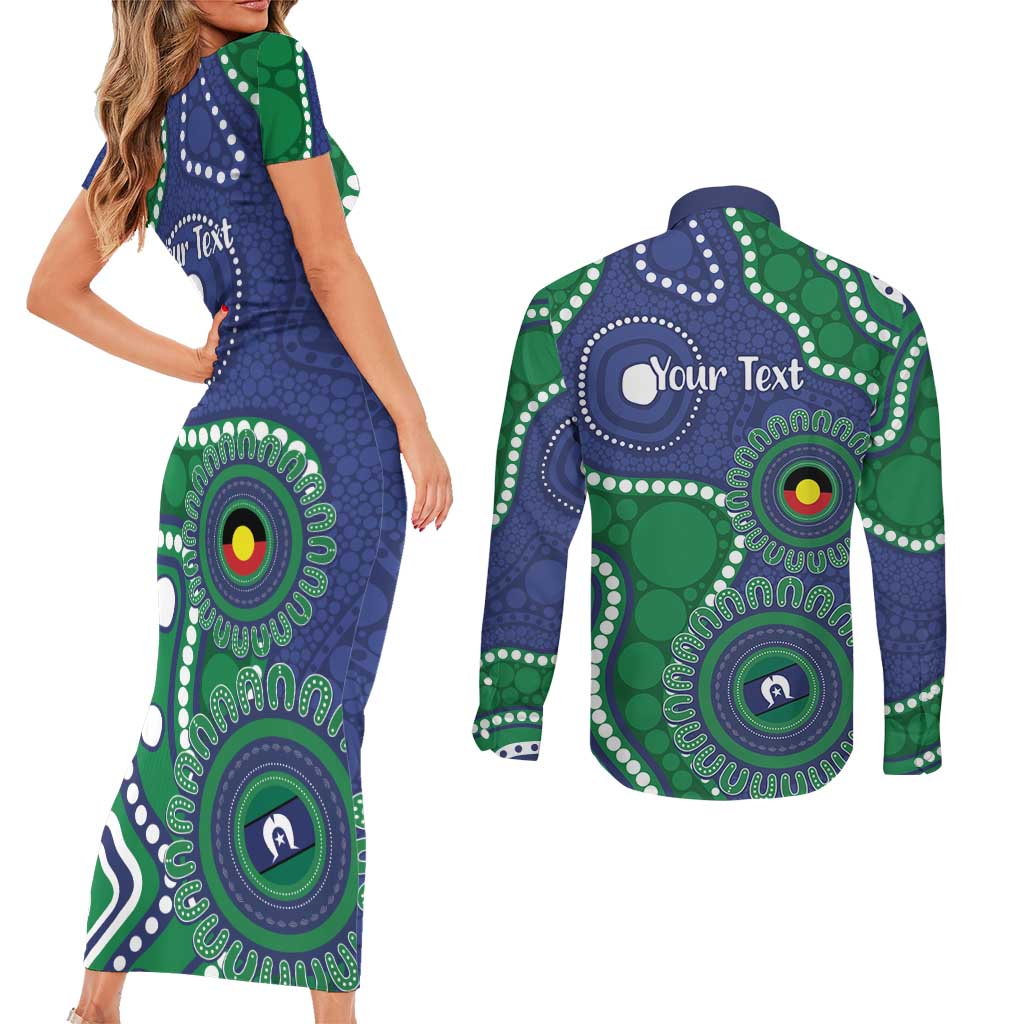 Warriors NAIDOC Week 2026 Personalised Couples Matching Short Sleeve Bodycon Dress and Long Sleeve Button Shirt 50 Years of Deadly Aboriginal Art