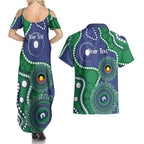 Warriors NAIDOC Week 2026 Personalised Couples Matching Summer Maxi Dress and Hawaiian Shirt 50 Years of Deadly Aboriginal Art