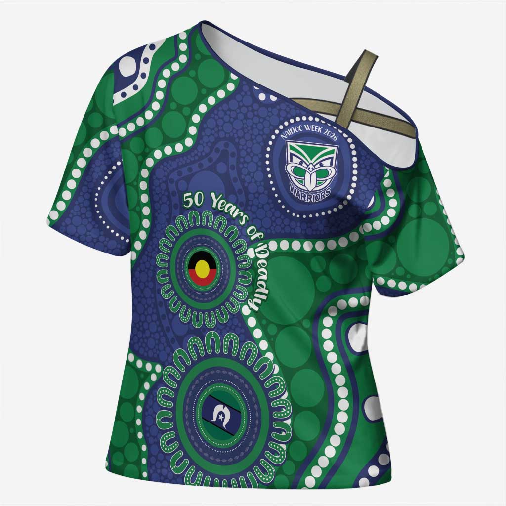 Warriors NAIDOC Week 2026 Personalised Cross Shoulder Shirt 50 Years of Deadly Aboriginal Art