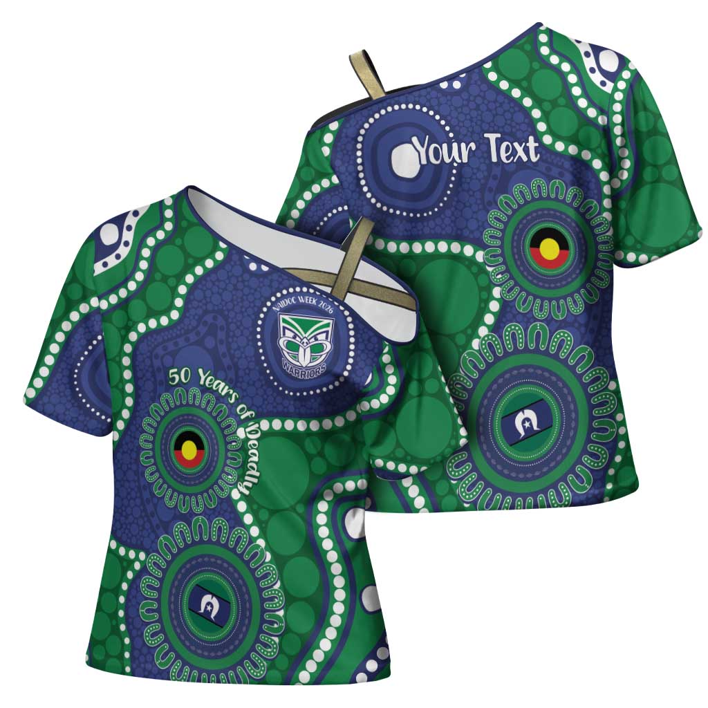 Warriors NAIDOC Week 2026 Personalised Cross Shoulder Shirt 50 Years of Deadly Aboriginal Art