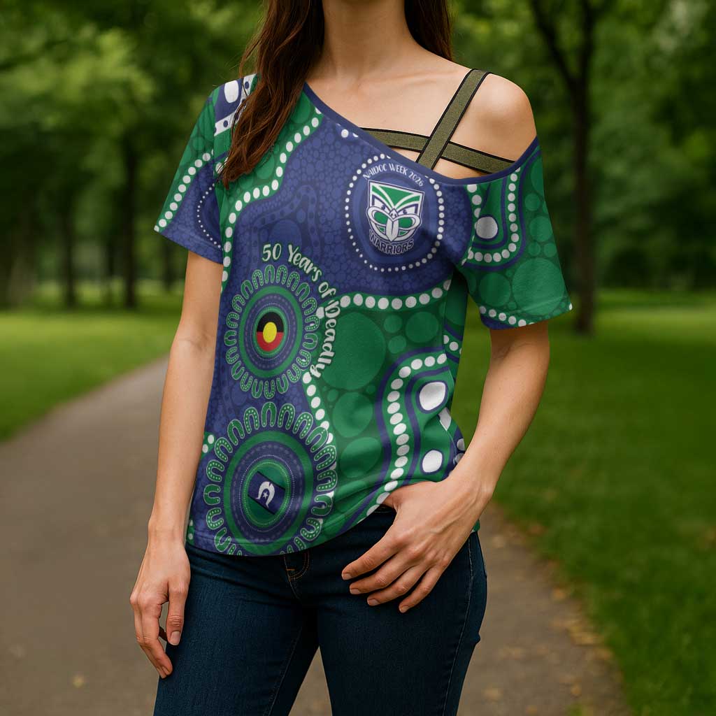 Warriors NAIDOC Week 2026 Personalised Cross Shoulder Shirt 50 Years of Deadly Aboriginal Art