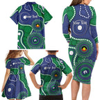 Warriors NAIDOC Week 2026 Personalised Family Matching Long Sleeve Bodycon Dress and Hawaiian Shirt 50 Years of Deadly Aboriginal Art
