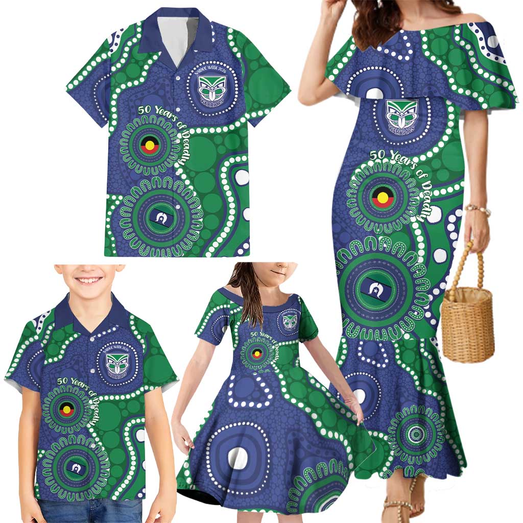 Warriors NAIDOC Week 2026 Personalised Family Matching Mermaid Dress and Hawaiian Shirt 50 Years of Deadly Aboriginal Art