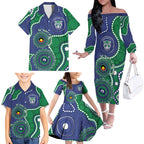 Warriors NAIDOC Week 2026 Personalised Family Matching Off The Shoulder Long Sleeve Dress and Hawaiian Shirt 50 Years of Deadly Aboriginal Art