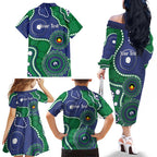 Warriors NAIDOC Week 2026 Personalised Family Matching Off The Shoulder Long Sleeve Dress and Hawaiian Shirt 50 Years of Deadly Aboriginal Art