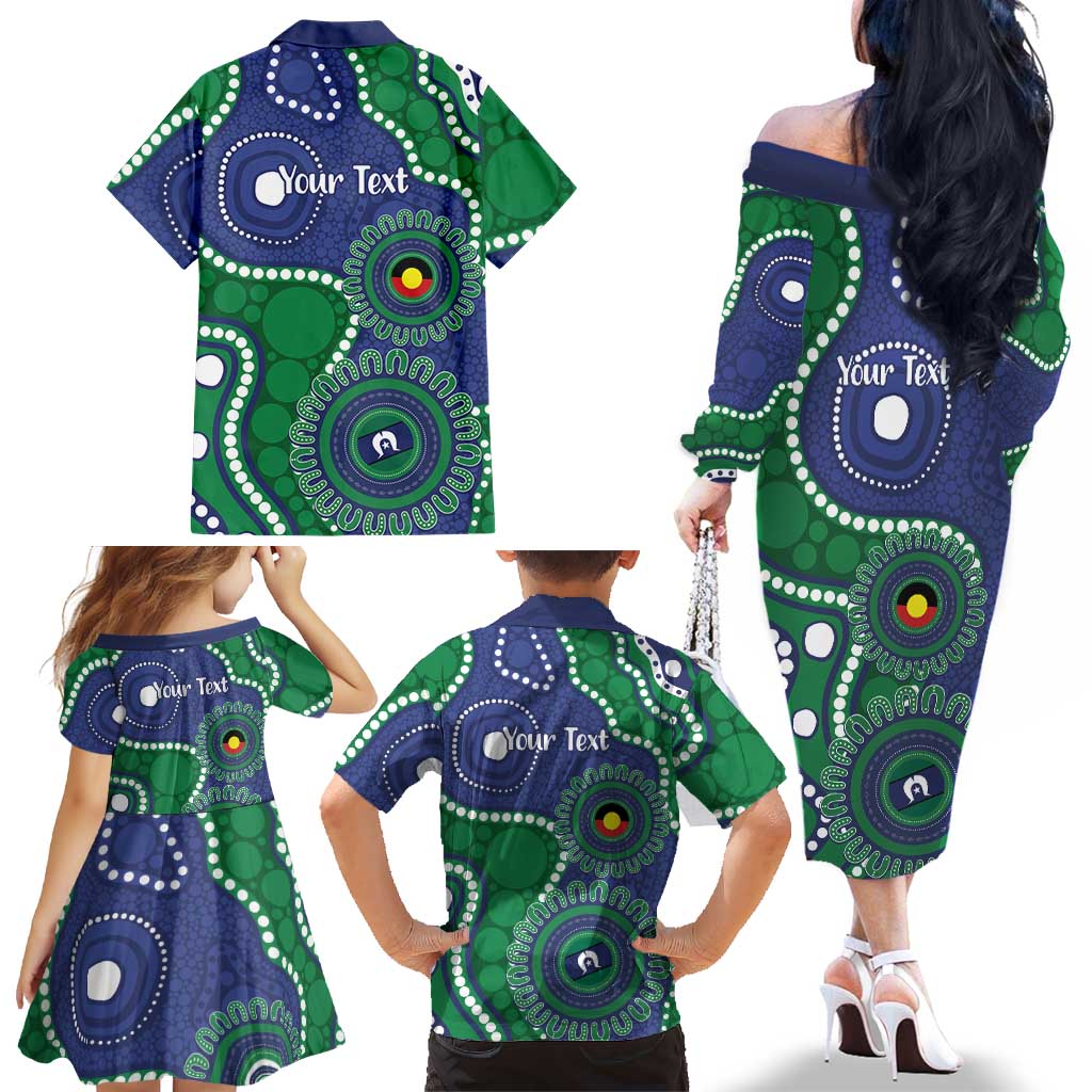 Warriors NAIDOC Week 2026 Personalised Family Matching Off The Shoulder Long Sleeve Dress and Hawaiian Shirt 50 Years of Deadly Aboriginal Art