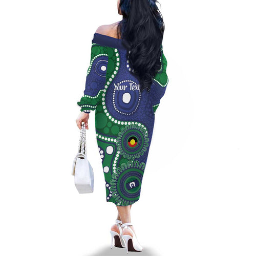 Warriors NAIDOC Week 2026 Personalised Family Matching Off The Shoulder Long Sleeve Dress and Hawaiian Shirt 50 Years of Deadly Aboriginal Art