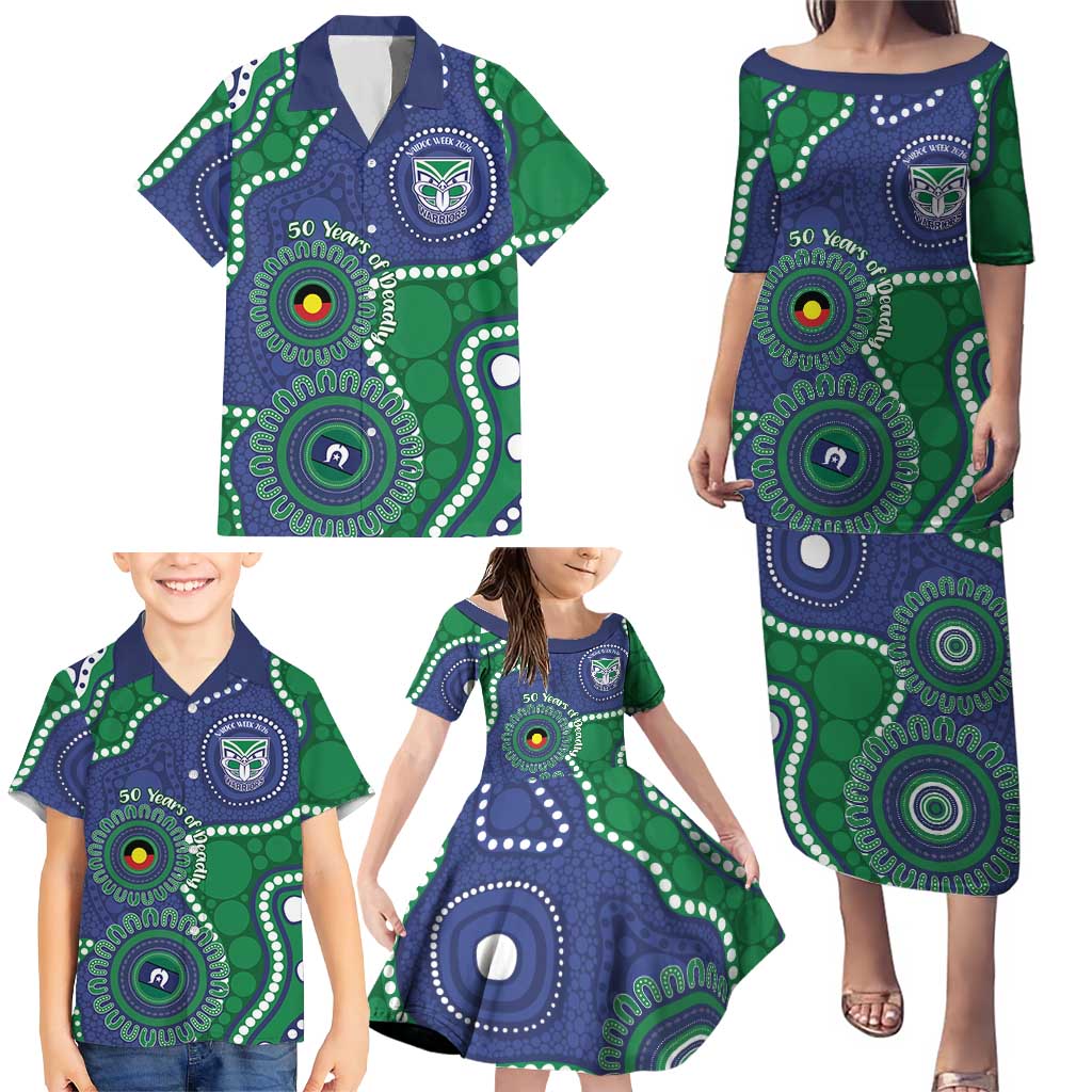 Warriors NAIDOC Week 2026 Personalised Family Matching Puletasi and Hawaiian Shirt 50 Years of Deadly Aboriginal Art