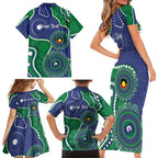 Warriors NAIDOC Week 2026 Personalised Family Matching Short Sleeve Bodycon Dress and Hawaiian Shirt 50 Years of Deadly Aboriginal Art