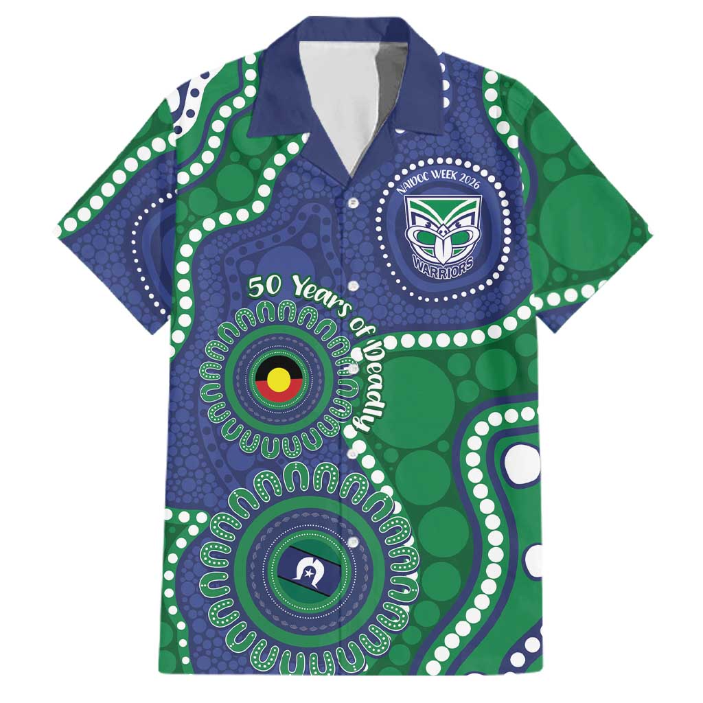 Warriors NAIDOC Week 2026 Personalised Family Matching Short Sleeve Bodycon Dress and Hawaiian Shirt 50 Years of Deadly Aboriginal Art