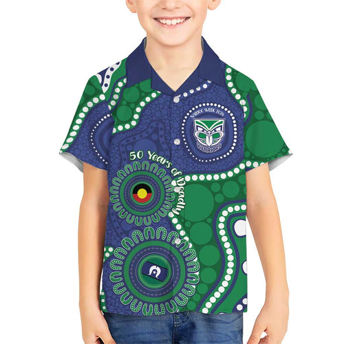 Warriors NAIDOC Week 2026 Personalised Family Matching Short Sleeve Bodycon Dress and Hawaiian Shirt 50 Years of Deadly Aboriginal Art