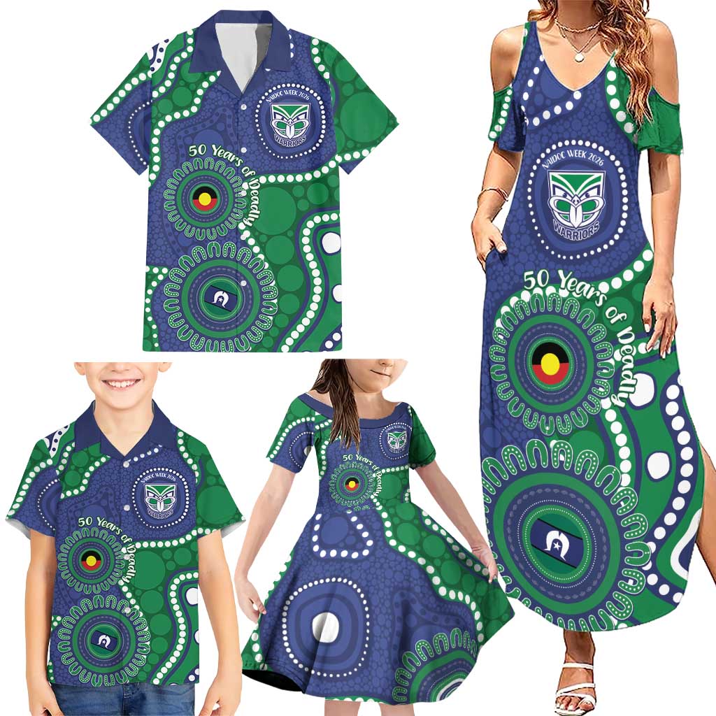 Warriors NAIDOC Week 2026 Personalised Family Matching Summer Maxi Dress and Hawaiian Shirt 50 Years of Deadly Aboriginal Art