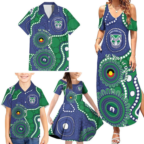 Warriors NAIDOC Week 2026 Personalised Family Matching Summer Maxi Dress and Hawaiian Shirt 50 Years of Deadly Aboriginal Art