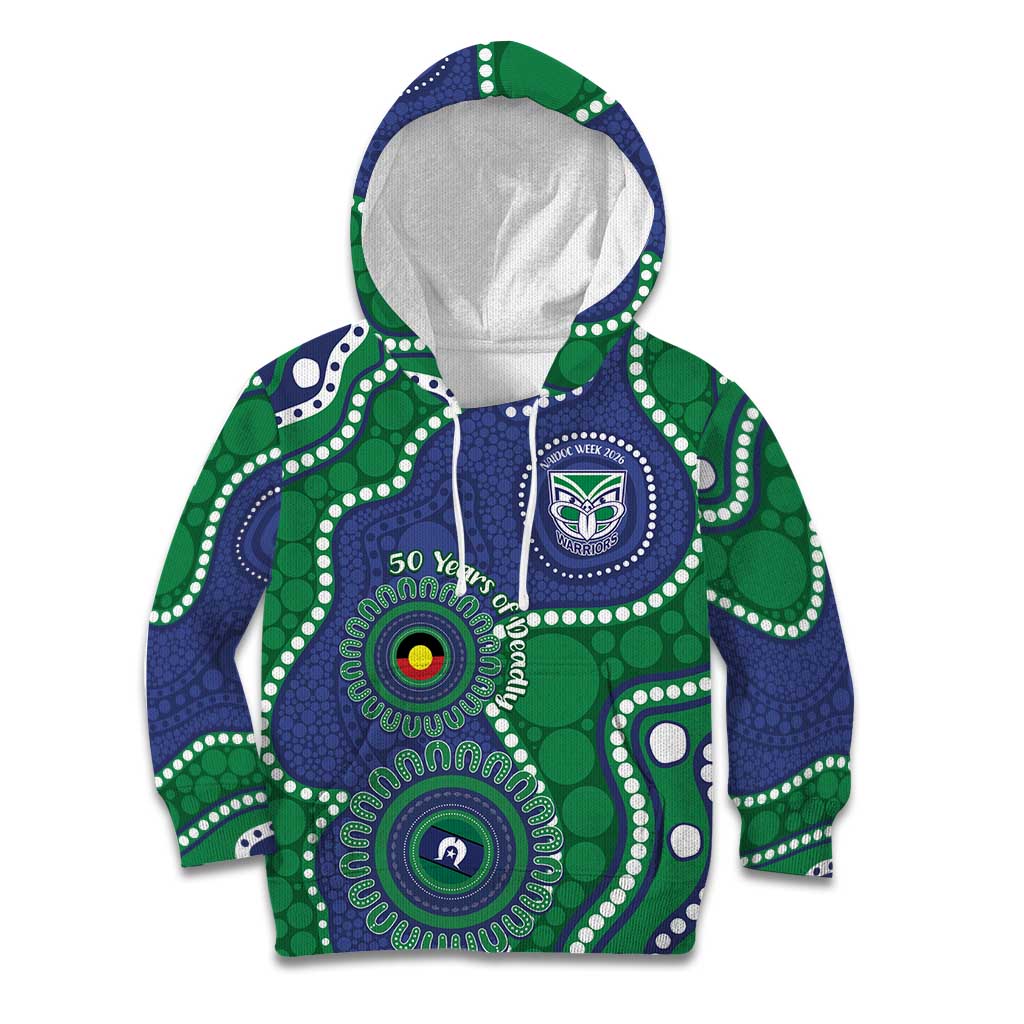 Warriors NAIDOC Week 2026 Personalised Kid Hoodie 50 Years of Deadly Aboriginal Art
