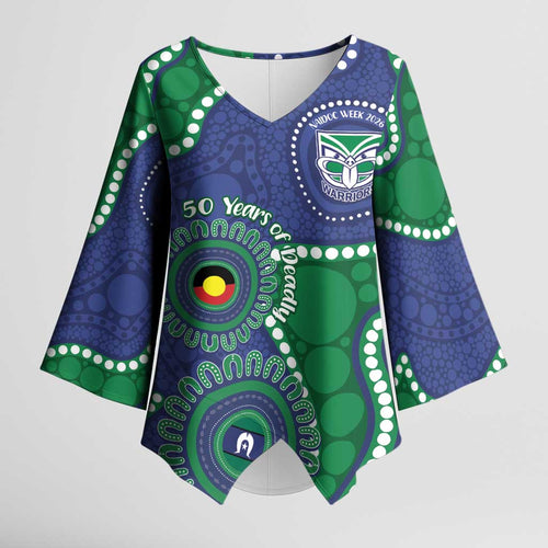 Warriors NAIDOC Week 2026 Personalised Kimono Sleeve Blouse 50 Years of Deadly Aboriginal Art