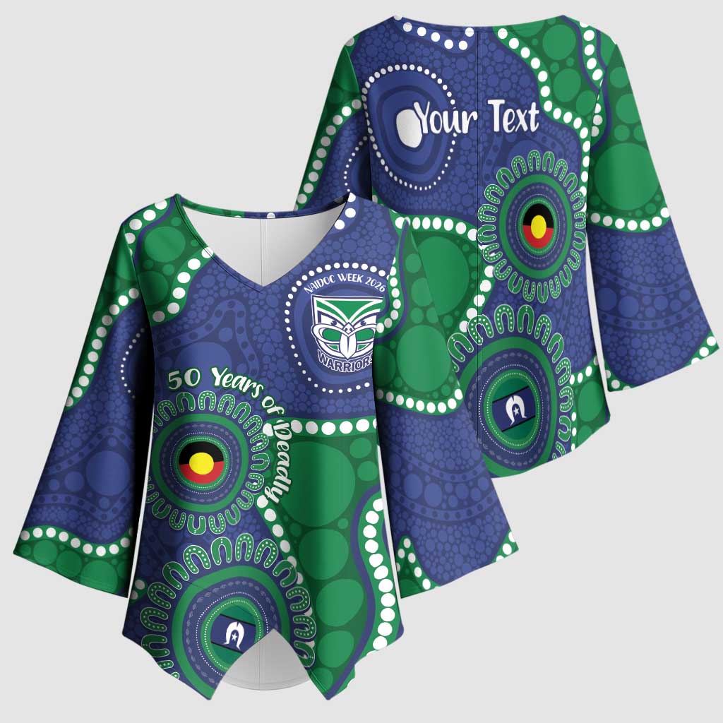 Warriors NAIDOC Week 2026 Personalised Kimono Sleeve Blouse 50 Years of Deadly Aboriginal Art