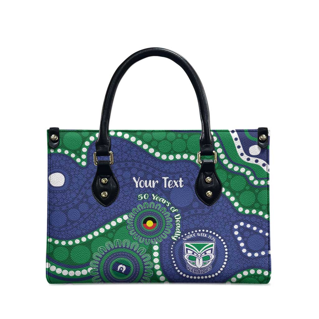 Warriors NAIDOC Week 2026 Personalised Leather Bag 50 Years of Deadly Aboriginal Art