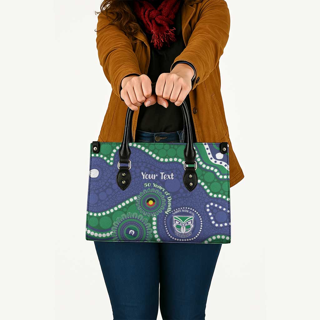Warriors NAIDOC Week 2026 Personalised Leather Bag 50 Years of Deadly Aboriginal Art