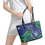 Warriors NAIDOC Week 2026 Personalised Leather Tote Bag 50 Years of Deadly Aboriginal Art