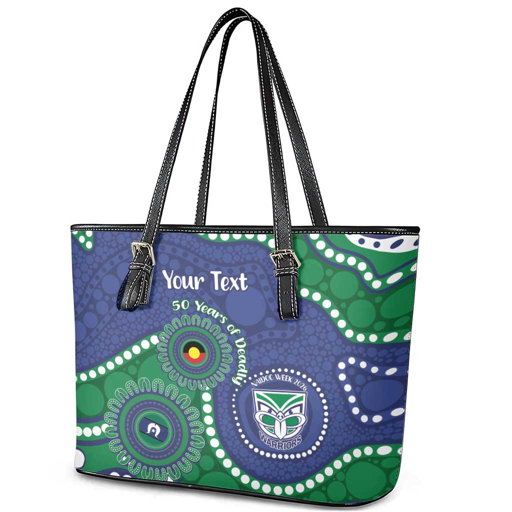 Warriors NAIDOC Week 2026 Personalised Leather Tote Bag 50 Years of Deadly Aboriginal Art