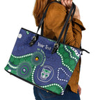 Warriors NAIDOC Week 2026 Personalised Leather Tote Bag 50 Years of Deadly Aboriginal Art