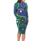 Warriors NAIDOC Week 2026 Personalised Long Sleeve Bodycon Dress 50 Years of Deadly Aboriginal Art