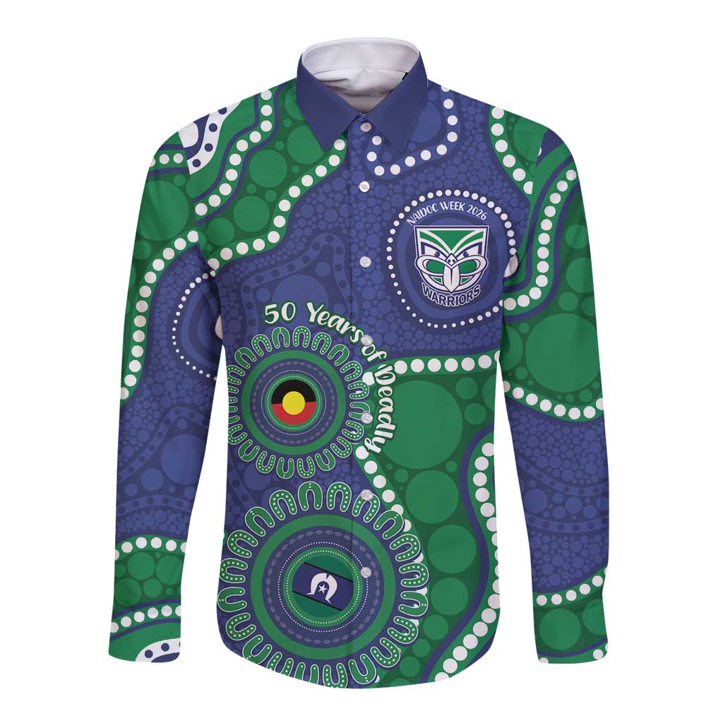 Warriors NAIDOC Week 2026 Personalised Long Sleeve Button Shirt 50 Years of Deadly Aboriginal Art
