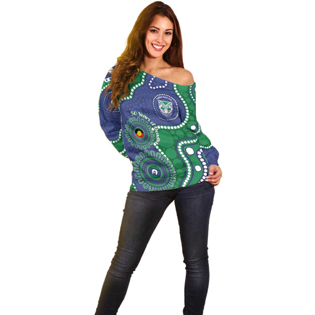 Warriors NAIDOC Week 2026 Personalised Off Shoulder Sweater 50 Years of Deadly Aboriginal Art