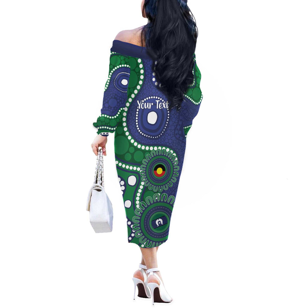 Warriors NAIDOC Week 2026 Personalised Off The Shoulder Long Sleeve Dress 50 Years of Deadly Aboriginal Art