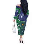 Warriors NAIDOC Week 2026 Personalised Off The Shoulder Long Sleeve Dress 50 Years of Deadly Aboriginal Art