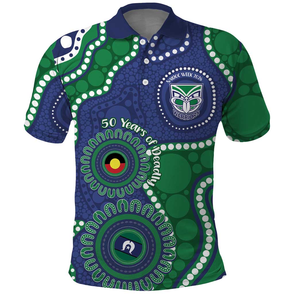Warriors NAIDOC Week 2026 Personalised Polo Shirt 50 Years of Deadly Aboriginal Art