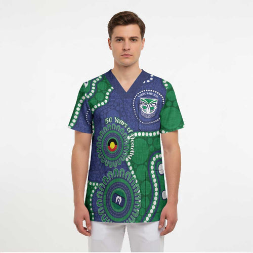 Warriors NAIDOC Week 2026 Personalised Scrub Top 50 Years of Deadly Aboriginal Art