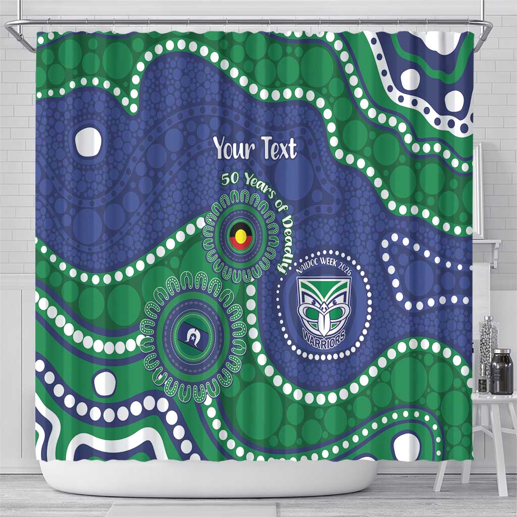 Warriors NAIDOC Week 2026 Personalised Shower Curtain 50 Years of Deadly Aboriginal Art