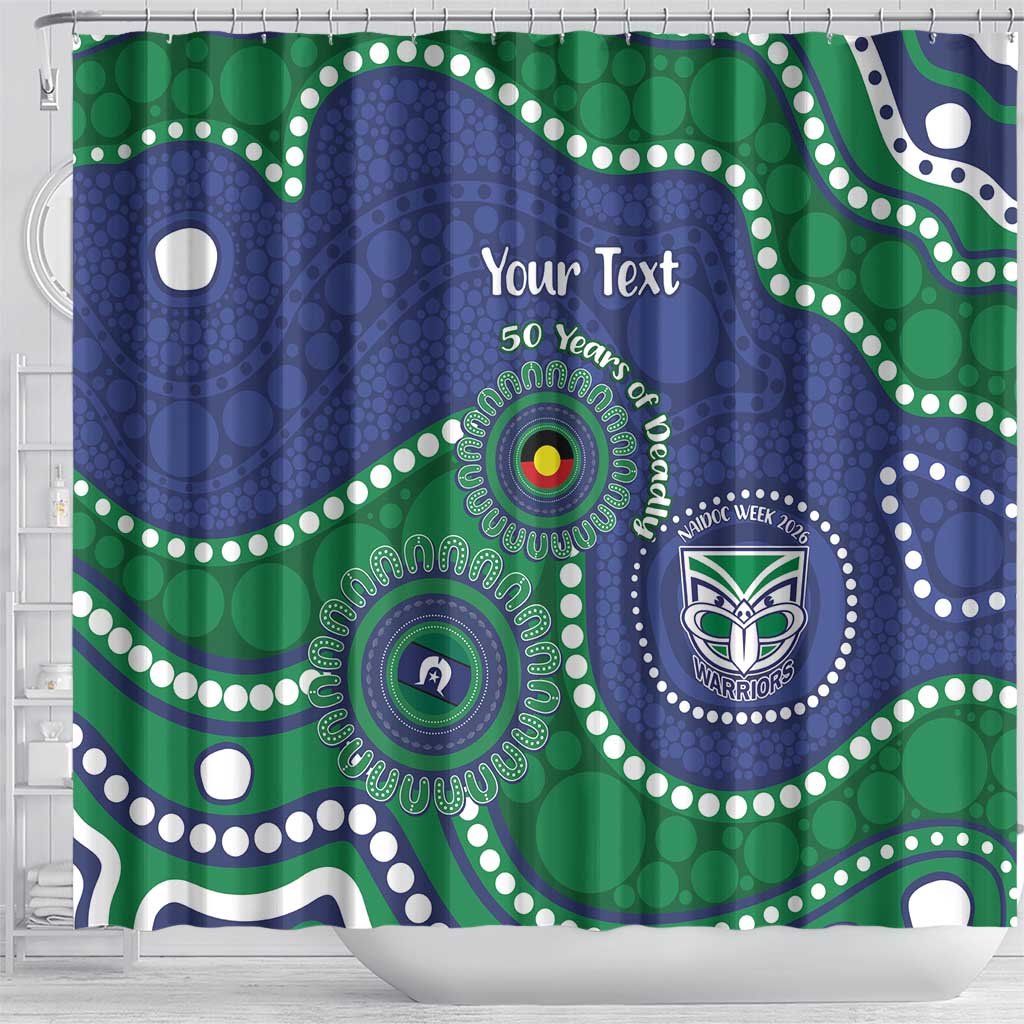Warriors NAIDOC Week 2026 Personalised Shower Curtain 50 Years of Deadly Aboriginal Art