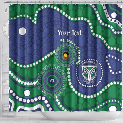 Warriors NAIDOC Week 2026 Personalised Shower Curtain 50 Years of Deadly Aboriginal Art