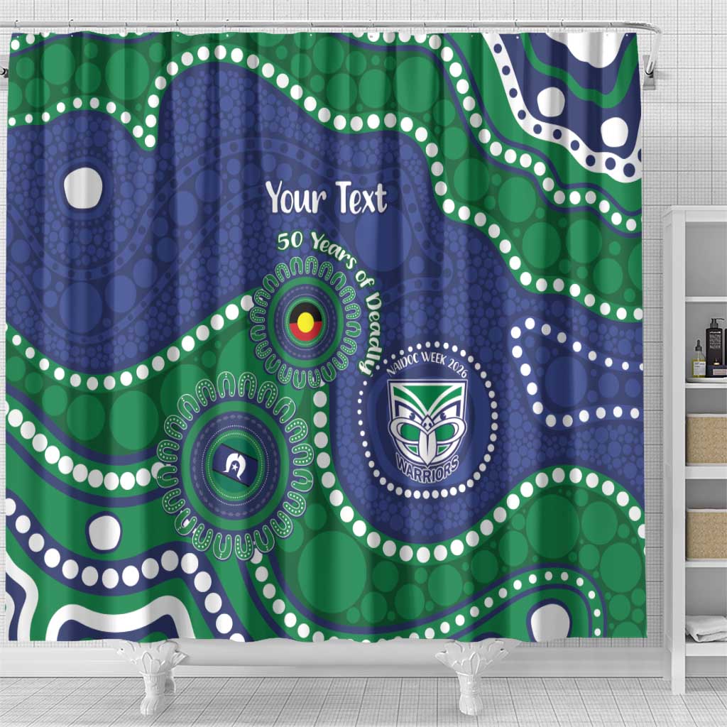 Warriors NAIDOC Week 2026 Personalised Shower Curtain 50 Years of Deadly Aboriginal Art